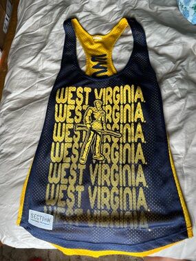 West Virginia Navy and Yellow Mesh Racerback Tank Top